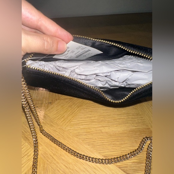 Black Mini Velvet Handbag with Gold Chain (JCrew Factory) - Picture 5 of 6